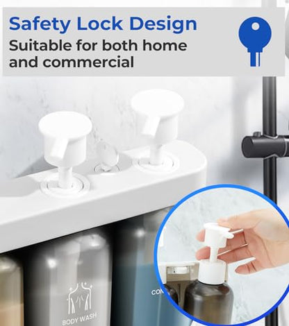Shampoo and Conditioner Dispenser Shower Soap Dispenser 3 Chamber No Drill Shampoo Dispense for Shower Wall Mounted Shower Shampoo Dispenser 3 Chamber for Bathroom Hotel 3 * 13.37 fl.oz White - color: White-3