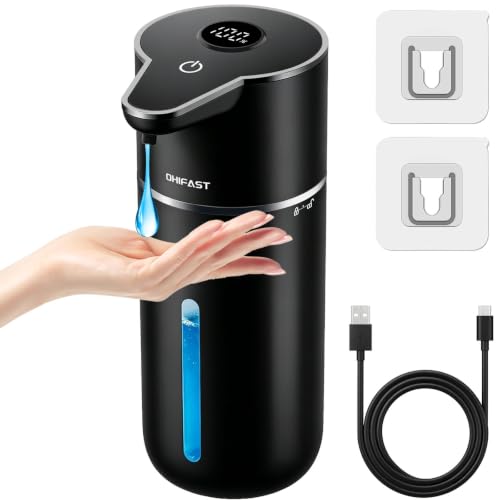 Automatic Liquid Soap Dispenser Touchless,6-Level Adjustable,USB Rechargeable Smart Soap Dispenser,16.9oz/500mL Compatible with Thick Thin Dish/Hand Soap for Bathroom Accessories Kitchen Sink-Black - color: Black