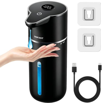 Automatic Liquid Soap Dispenser Touchless,6-Level Adjustable,USB Rechargeable Smart Soap Dispenser,16.9oz/500mL Compatible with Thick Thin Dish/Hand Soap for Bathroom Accessories Kitchen Sink-Black - color: Black