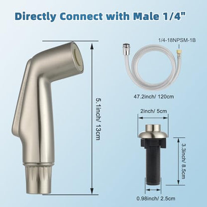 Universal Kitchen Sink Spray Attachment/Hose/Holder Set, Brushed Nickel | NSF/ANSI/CAN 372 Certified, Compatible with Moen/Delta Faucet, Kitchen Side Sprayer, Kitchen Sink Faucet Sprayer Replacement - color: Brushed Nickel, style: Sprayer Head/Hose/Holder