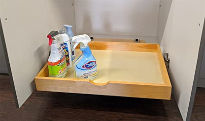 26'' Under Sink Organizers Storage Dovetail Drawer Rollout Drawer Wood Tray Kitchen Organizer Cabinet Slide Out Shelve Pull-Out Shelf Organization Assembled w/Sliders (26'' Width/one Drawer) - size: 26'' W x 18''D