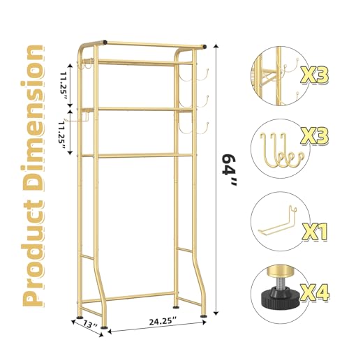 Simple Trending 3 Tier Over The Toilet Rack, Shelf Bathroom, Bathroom Stand Organizer Space Saver, Gold - color: Gold With Towel Rack
