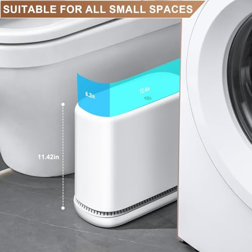 funest Bathroom Trash Cans, Garbage Can with Press Type Lid,10L Dogproof Slim Plastic Narrow Trash Bin - style: Adsorption Lid