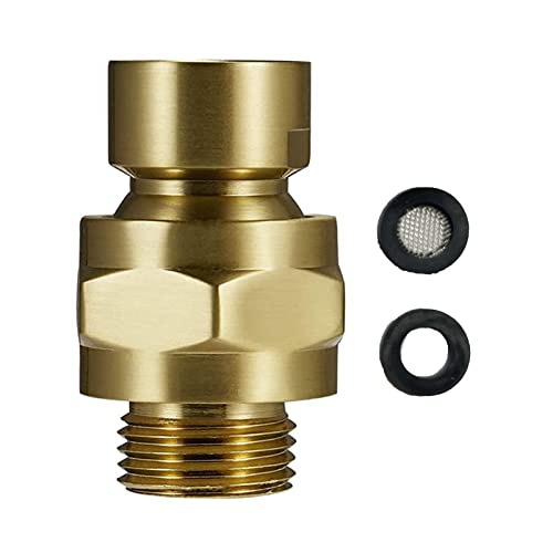 Brushed Gold Shower Head Adapter, Biveah Brass Shower Arm Swivel Joint Connector G1/2" for Shower Head, KSB016BG - color: Brushed Gold