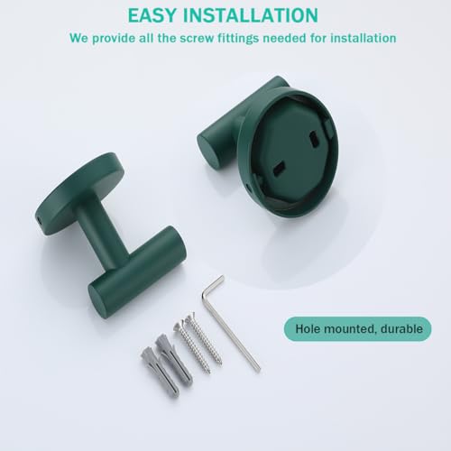 Towel Hooks for Bathrooms,Dark Green Wall Mount Hooks SUS 304 Stainless Steel Coat Hook Robe Hook Towel Hook 2 Count for Kitchen,Bedroom (Drilling),SE96006-8DKG - color: Dark Green