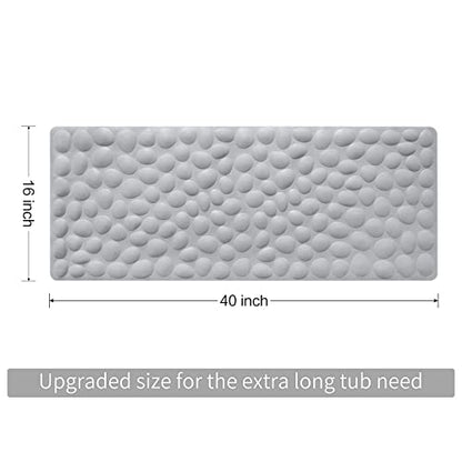 Non-Slip Bathtub Mat OTHWAY Soft Rubber Bathroom Bathmat with Strong Suction Cups (Grey) - color: Grey, size: 40" x 16" (Rectangular)