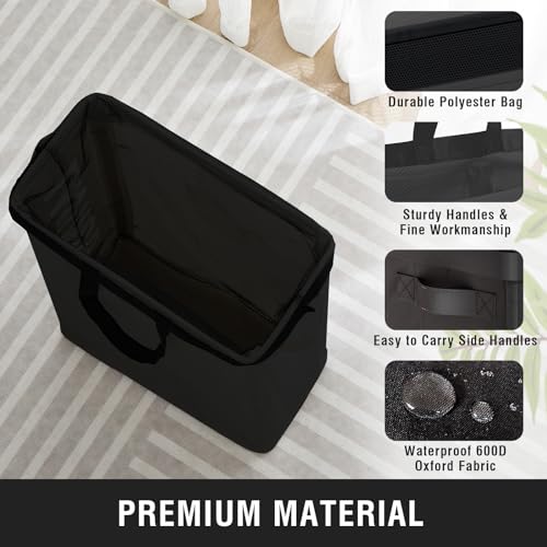 45L Slim Laundry Hamper with Removable Inner Bag & Side Handles, Black | Small Laundry Baskets with Mesh Top, Narrow Dirty Clothes Hamper for Bedroom, Closet, and Bathroom - color: Black - Inner Bag, size: 45L