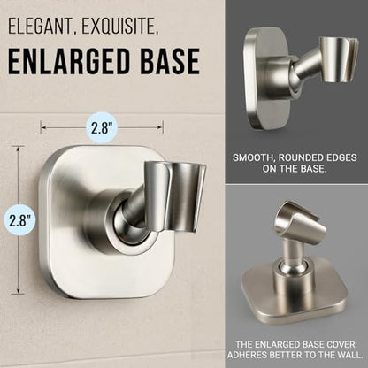 G-Promise Metal Handheld Shower Head Holder, No-Drill (Brushed Nickel) | Adhesive or Drilled Installation, Wide Adjustment Range Fits All Family Heights, Firmly Secure Showerhead, Easy to Install - color: Brushed Nickel