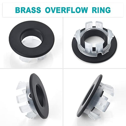 BESTILL Bathroom Sink Drain Stopper, Push Pop Up Drain with Overflow, Matte Black - color: Matte Black, style: with Overflow