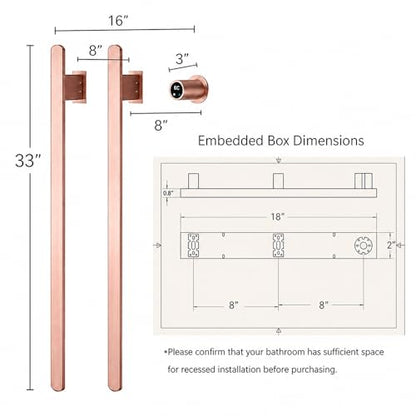 Bathroom Heated Towel Rack, Rose Gold Towel Warmer, 2Bars, 110V | Smart Touch Control, Wall Mounted, Concealed Hardwired, Stainless Steel, Dry Towels in Modern Bathrooms, Space-Saving Design - color: Rose Gold-2 Bars