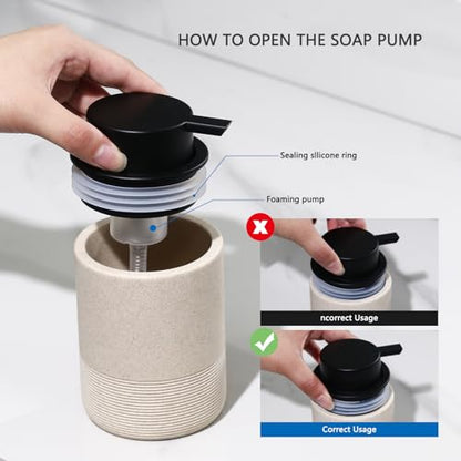 Resin Foaming Soap Dispenser, 11 OZ Bathroom & Kitchen Foam Soap Dispenser, Easy Press Pump, Refillable Hand Soap Dispenser, Modern Decor (Beige) - color: Beige