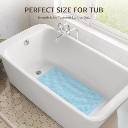 OTHWAY Bathtub Mat Non Slip, 27" x 17" Bath Mat for Tub, Machine Washable Shower Anti Slip Mat with 246 Strong Suction Cups (Lake Blue) - color: Lake Blue, size: 27" x 17" (Rectangular)