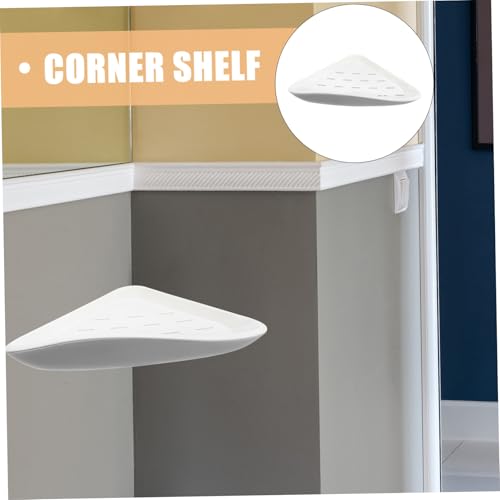 PRETYZOOM Wall Mounted Corner Shelf Organizer Punch-Free Bathroom Storage Rack Triangular Shower Shelf for Corner Waterproof Plastic Easy to Install for Bathroom and Kitchen