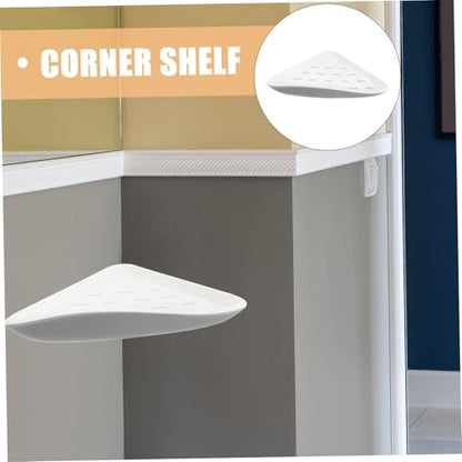PRETYZOOM Wall Mounted Corner Shelf Organizer Punch-Free Bathroom Storage Rack Triangular Shower Shelf for Corner Waterproof Plastic Easy to Install for Bathroom and Kitchen