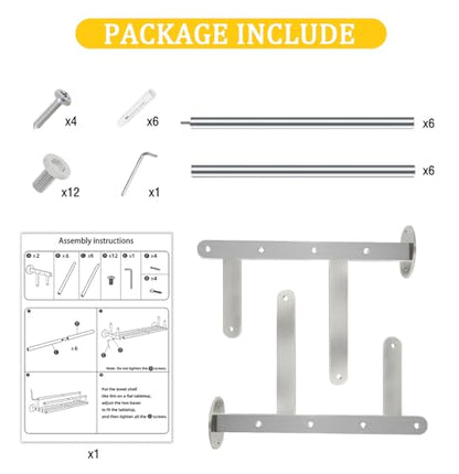 Double Towel Racks for Bathroom, Towel Rack with Shelf, Towel Shelf with Double Towel Bar Brushed Nickel, Wall Mount Towel Holder Stainless Steel, 32 Inch Towel Bar with Shelf - size: 32 Inch