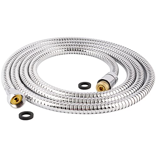 Hibbent All Metal Shower Hose 90 inch (7.5 ft) Bathroom Handheld Shower Head Hose 2.3 meters Extension Replacement Part with Brass Fittings Made of Stainless Steel -Polished Chrome Finish - color: Chrome, size: 90 Inch