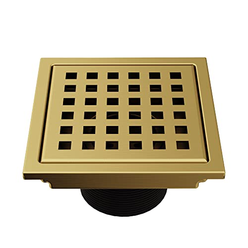 VIGO Elan 4.38 in. W x 4.38 in. L Square Shower Drain in Matte Brushed Gold - VG07004MG - color: Matte Brushed Gold, size: 4 in.