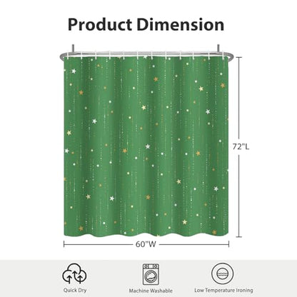 Starry Night Shower Curtain, Waterproof Shower Curtains for Bathroom, Cloth Star Shower Curtain Set with Hooks, Green Celestial Space Shower Curtains, 60x72 Inches - color: Starry Night - Green, size: 60"W x 72"L (Pack of 1)