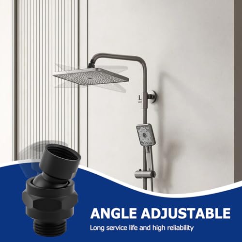 Shower Head Swivel Adapter, Adjustable Pivot Ball To Adjust Showerhead Angle, Universal All Metal Shower Arm Extension Connector, Showering Components(COLOR:Matte Black) - color: Matte Black