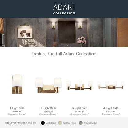 Kichler Adani 3-Light Bathroom Vanity Light, Champagne Bronze | Modern vanity light with opal glass for bathrooms and powder rooms (24" x 8.25"), 55176CPZ - color: Champagne Bronze, size: 24"