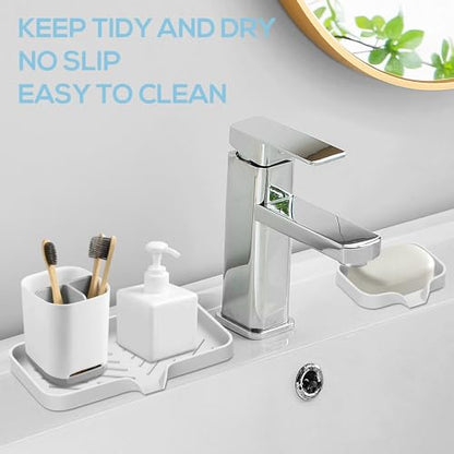 Kitchen Sink Tray,3 Pcs Silicone Sponge Holder for Kitchen Sink Organizer, Kitchen Soap Tray Self Draining Soap Dish for Bathroom - color: White-3 Pcs