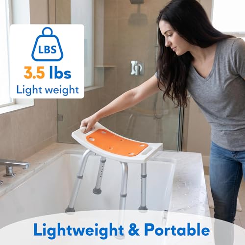 Adjustable Shower Chair for Bathtub, Non-Slip Seat for Seniors & Disabled | FSA/HSA Shower Stool for Inside Shower, Bath Chair with Padded Seat & Drainage Holes for Inside Standard Tub Use, 300LBS