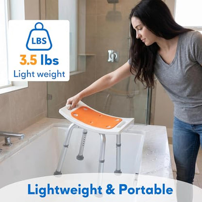 Adjustable Shower Chair for Bathtub, Non-Slip Seat for Seniors & Disabled | FSA/HSA Shower Stool for Inside Shower, Bath Chair with Padded Seat & Drainage Holes for Inside Standard Tub Use, 300LBS