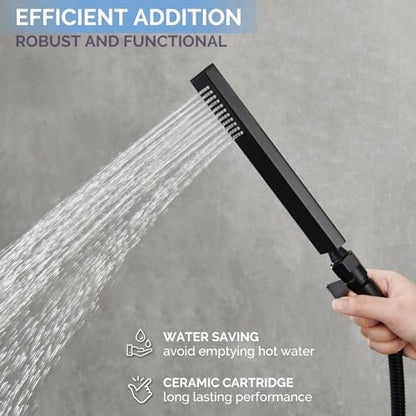 Angle Simple Shower Valve, Water Flow Control Shut Off Valve, Matte Black | Robust Brass Water Restrictor G 1/2, Pressure Reducer for Handheld Shower Head or Bidet Sprayer - color: Matte Black