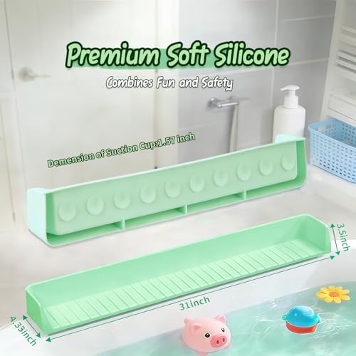 Kids Bathtub Splash Guard, Shelf & Toddler Bath Toy Tray - Green | Bathtub Splash Guard PlayPad Shelf Area with Strong Suction Cups, Bathtub Ledge Guard, Fun Bath Time for Toddlers Baby - color: green