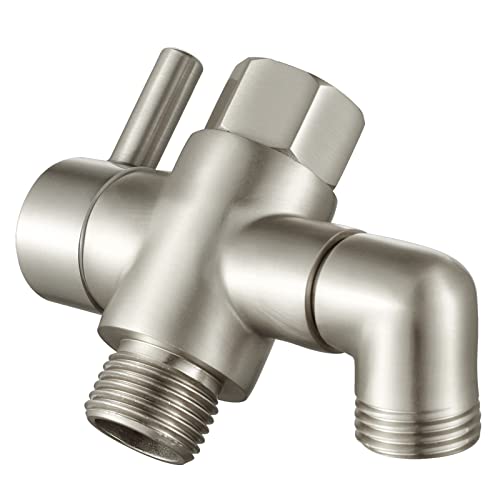 Shower Arm Diverter Valve Brass G1/2 3 Way Universal Bathroom Shower System Component Replacement for Handheld Shower Head and Fixed Spray Head, Brushed Nickel - color: Brushed Nickle