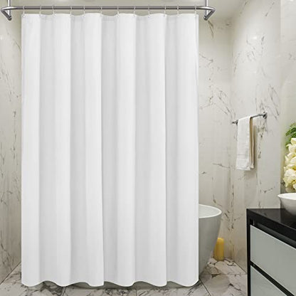 Embossed Microfiber Shower Curtain Liner 70 x 72 inches, White | Machine Washable, Bottom Magnets, Water Repellent, 70x72 Soft Fabric Shower Curtain for Bathroom - color: White, size: 70"W x 72"L (Pack of 1)