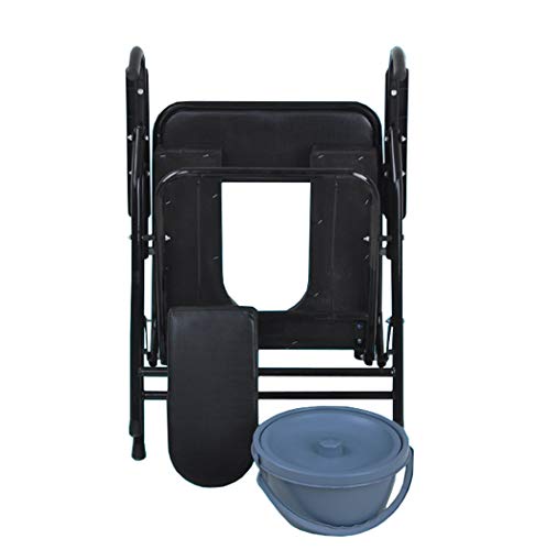 Commode Chair Folding Commode Chair - Bedside Potty Chair with Safety Frame Rails Handicap Padded Toilet Seat Bathroom Shower Chair for Elderly Disabled Pregnant Women