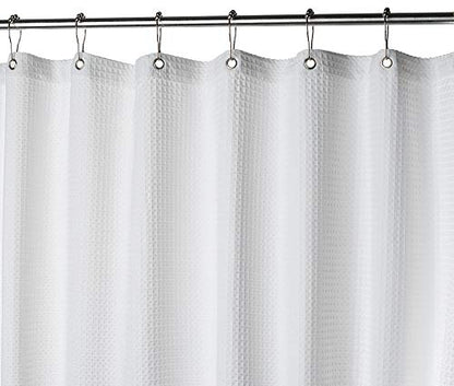 Creative Scents White Fabric Shower Curtain 72x72 - Waffle Weave Bathroom Curtain, Water Repellent Hotel Spa Quality, Heavy Duty 230 GSM Cotton Feel, Machine Washable Bath Curtains with Grommets - size: 72"W x 72"L (Pack of 1)