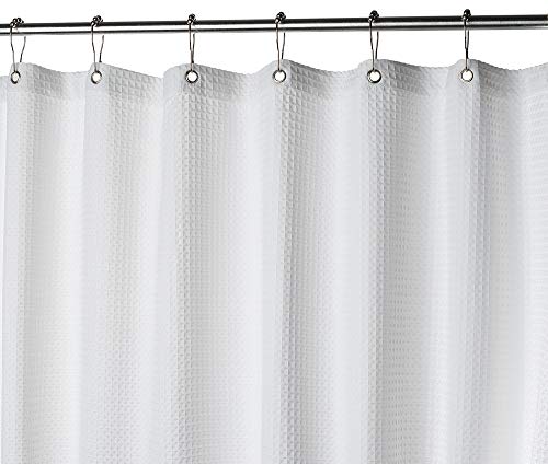Creative Scents Fabric White Shower Curtain for Bathroom - 60" x 72" Spa, Hotel Luxury Matt Waffle Weave Square Design, Water Repellent, 230 GSM Weighty Cloth, for Decorative Bathroom Curtains - size: 60"W x 72"L (Pack of 1)