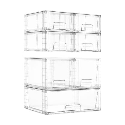 Vtopmart Clear Stackable Storage Drawers, 7 Pack Multi Size Set | Wide, Medium and Small Pull-Out PET Drawers for Flexible Organization, Stackable Storage for Cabinets, Closets, Pantry - style: 1 Wide+2 Medium+4 Small