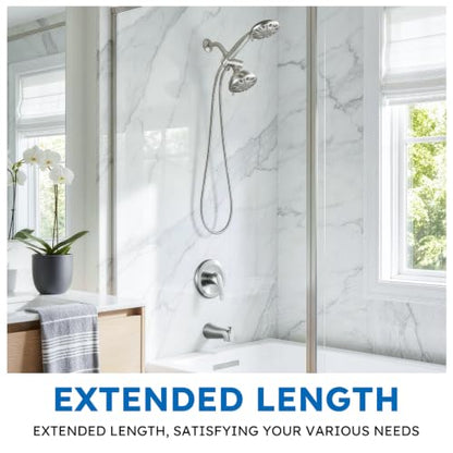 63" Shower Hose, Stainless Steel Shower Head Hose, Brushed Nickel | Stainless Steel Material, Stretchable Design, Tangle-Free Design, Double Buckle Design, Handheld Shower Hose for Bathroom - color: Brushed Nickel, size: 63inch