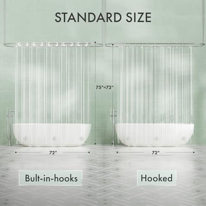 AmazerBath No Hook Shower Curtain and Liner 3-in-1, 100% EVA Luxury Soft Heavy Duty Clear Shower Liner, 72x75 Hookless Shower Curtain with 3 Heavyweight Stones - color: Rainbow Ethereal