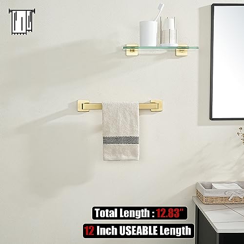 JQK Gold Towel Bar, Rounded Edges 18.41 Inch Towel Rack, 304 Stainless Steel Bathroom Wall Mount, Useable Length 16 Inch, TB250L16-BG - color: Brushed Gold, size: 16.41 Inch
