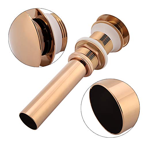 G1 1/4" Bathroom Sink Drain with Overflow Vessel Sink Lavatory Vanity Up Drain Stopper(Rose Gold)