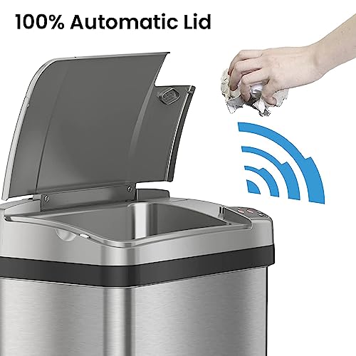 iTouchless 2.5 Gallon Bathroom Trash Can with Odor Control, Automatic Motion Sensor Bin, Soft-Close Stainless Steel, Slim Wastebasket for Narrow Spaces, Silver - color: Silver, 4 Gal