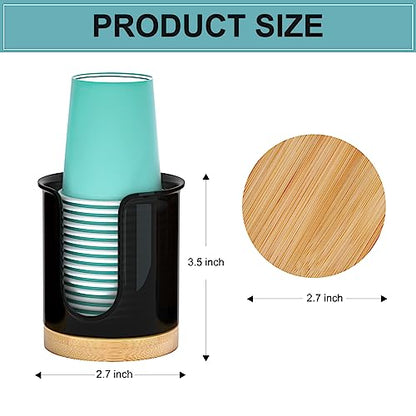 2 Pack Paper Cup Dispenser - Holds 3 oz Mouthwash Cups - Ideal for Bathroom Vanity Countertops (Black) - color: Black/Bamboo, size: 3 OZ