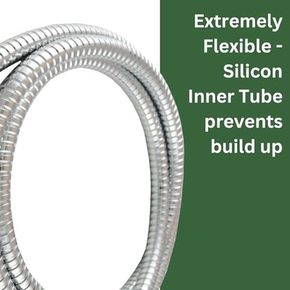 High Sierra Showerheads® - 2 Pack 6 ft Stainless Steel Premium Shower Hose with Non-Toxic and Safe Silicone Inner Tube & Hose Connector – Extra Long, Flexible Shower Hose – 72 Inches - Chrome - color: Chrome