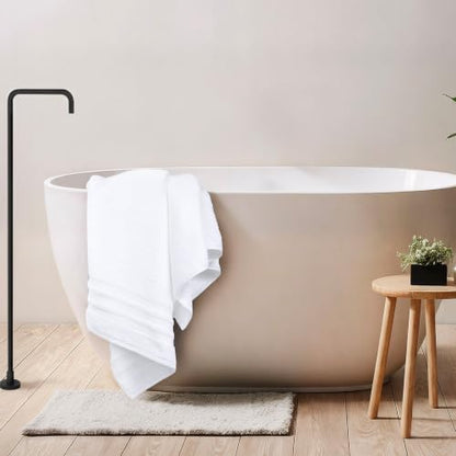 Bath Towels Set of 4 Extra Large Towels Set, 30x60 in, 100% Uzbek Cotton 600 GSM, Oeko-TEX, Larger & Lighter Weight, Quicker to Dry, Super Soft and Absorbent, Perfect for Bathroom – White - color: White