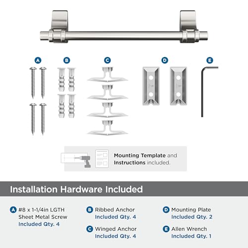 Amerock Davenport Polished Nickel 9 inch (229 mm) Center-to-Center Towel Bar, BH36055PN - color: Polished Nickel, size: 9 Inch (229 mm)