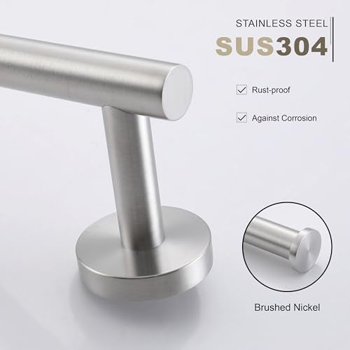 TASTOS Hand Towel Holder Towel Ring Brushed Nickel, Premium Stainless Steel Hand Towel Bar Heavy Duty Wall Mounted Modern Bath Accessories, 9 Inch Towel Rack for Bathroom Kitchen - color: Brushed Nickel