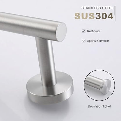TASTOS Hand Towel Holder Towel Ring Brushed Nickel, Premium Stainless Steel Hand Towel Bar Heavy Duty Wall Mounted Modern Bath Accessories, 9 Inch Towel Rack for Bathroom Kitchen - color: Brushed Nickel