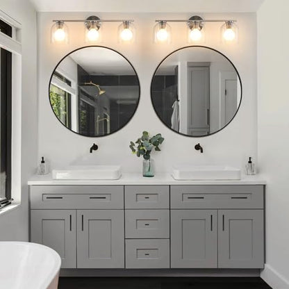 WOSHITU Bathroom Vanity Light Fixtures: 23.3 Inch Modern Brushed Nickel Bathroom Vanity Lights Over Mirror with Clear Glass Shade, 3-Light Farmhouse Vanity Lights Fixture - color: Brushed Nickel, size: 3-light