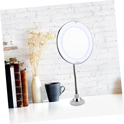Beaupretty 360° Rotating 10X Magnifying LED Makeup Mirror with Suction Cup for Bathroom and Vanity Portable Lighted Cosmetic Mirror