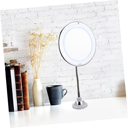Beaupretty 360° Rotating 10X Magnifying LED Makeup Mirror with Suction Cup for Bathroom and Vanity Portable Lighted Cosmetic Mirror