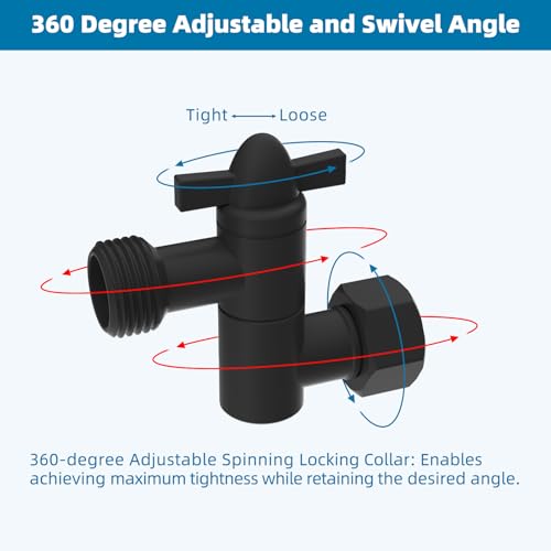 Hibbent All Metal Shower Head Elbow Adapter, 360 ° Adjustable Swivel Brass Shower Head Adapter, Stainless Steel Shower Arm Extension for Fixed and Rain Showerhead, Wall Mounted, Matte Black - color: Matte Black